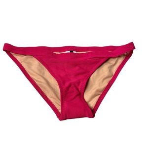 J.Crew Womens Ribbed Trim Hipster Low Rise Full Coverage Bikini Bottom Pink XS